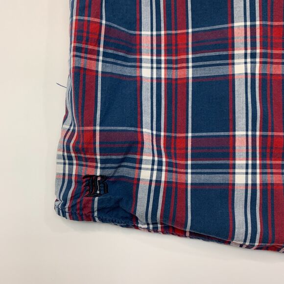 Buffalo David Bitton Shirt Mens L Large Navy Red Plaid Cotton Button Up *READ - Picture 7 of 14